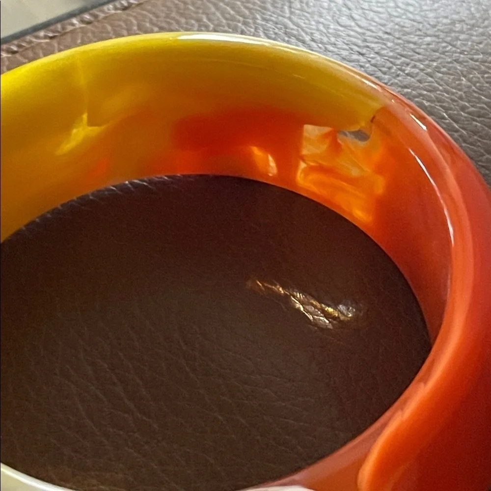 Vintage lucite large bold Vibrant Orange and Yellow Bangle